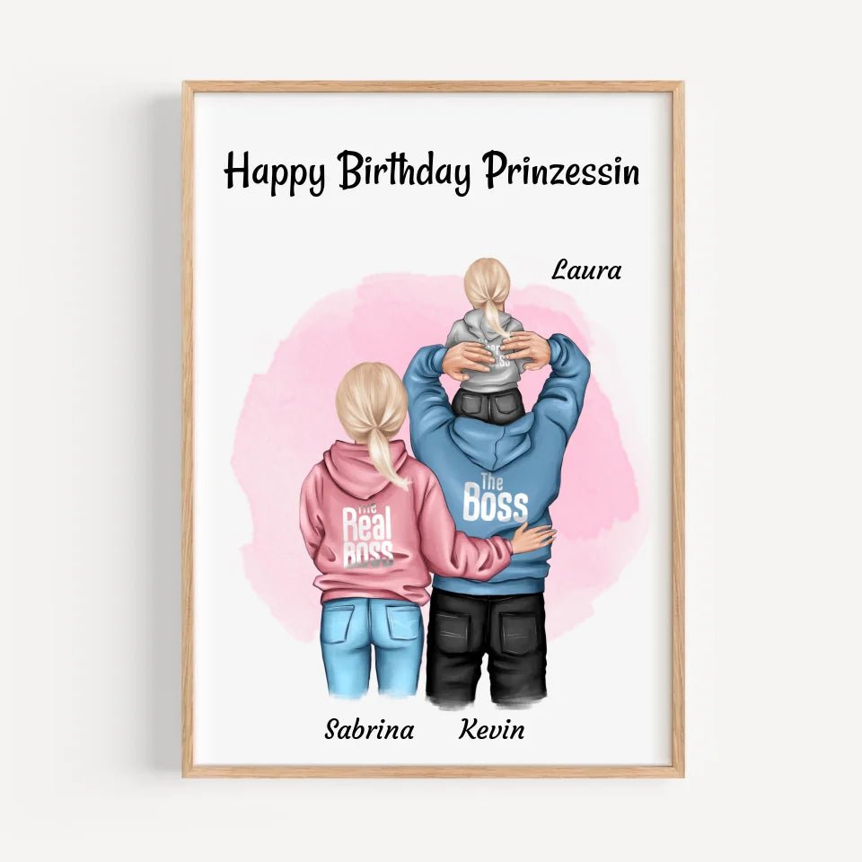 Kleines Mädchen Geburtstag Geschenk Poster mit Eltern - Cantty