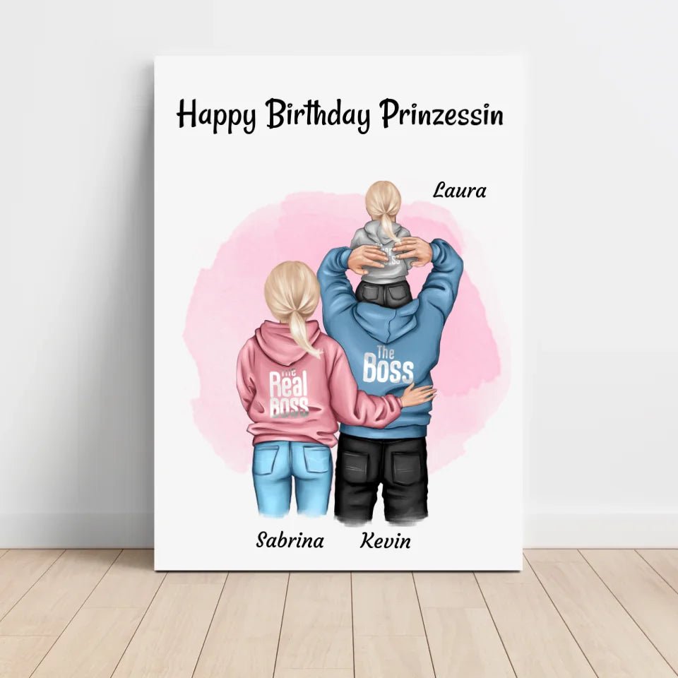 Kleines Mädchen Geburtstag Geschenk Poster mit Eltern - Cantty