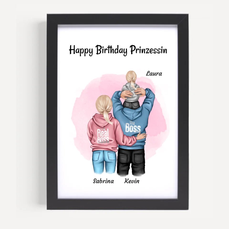 Kleines Mädchen Geburtstag Geschenk Poster mit Eltern - Cantty