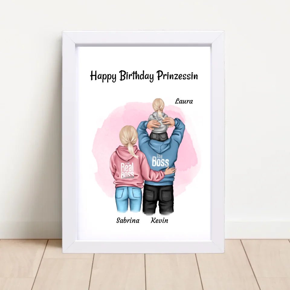 Kleines Mädchen Geburtstag Geschenk Poster mit Eltern - Cantty