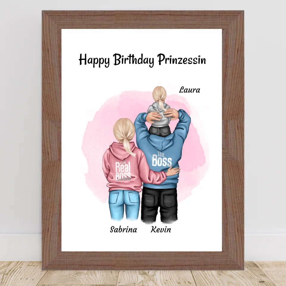 Kleines Mädchen Geburtstag Geschenk Poster mit Eltern - Cantty