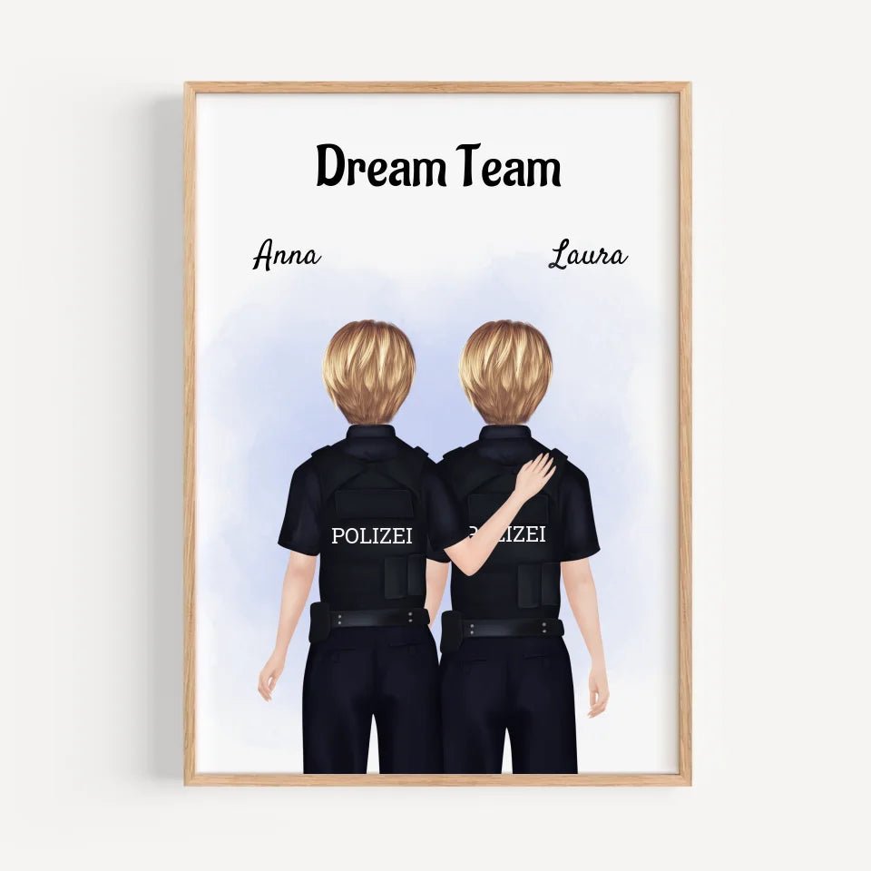 2 Polizistinnen Bild Geschenk personalisiert gestalten - Cantty