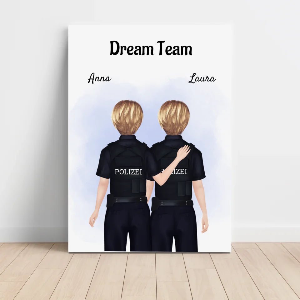 2 Polizistinnen Bild Geschenk personalisiert gestalten - Cantty