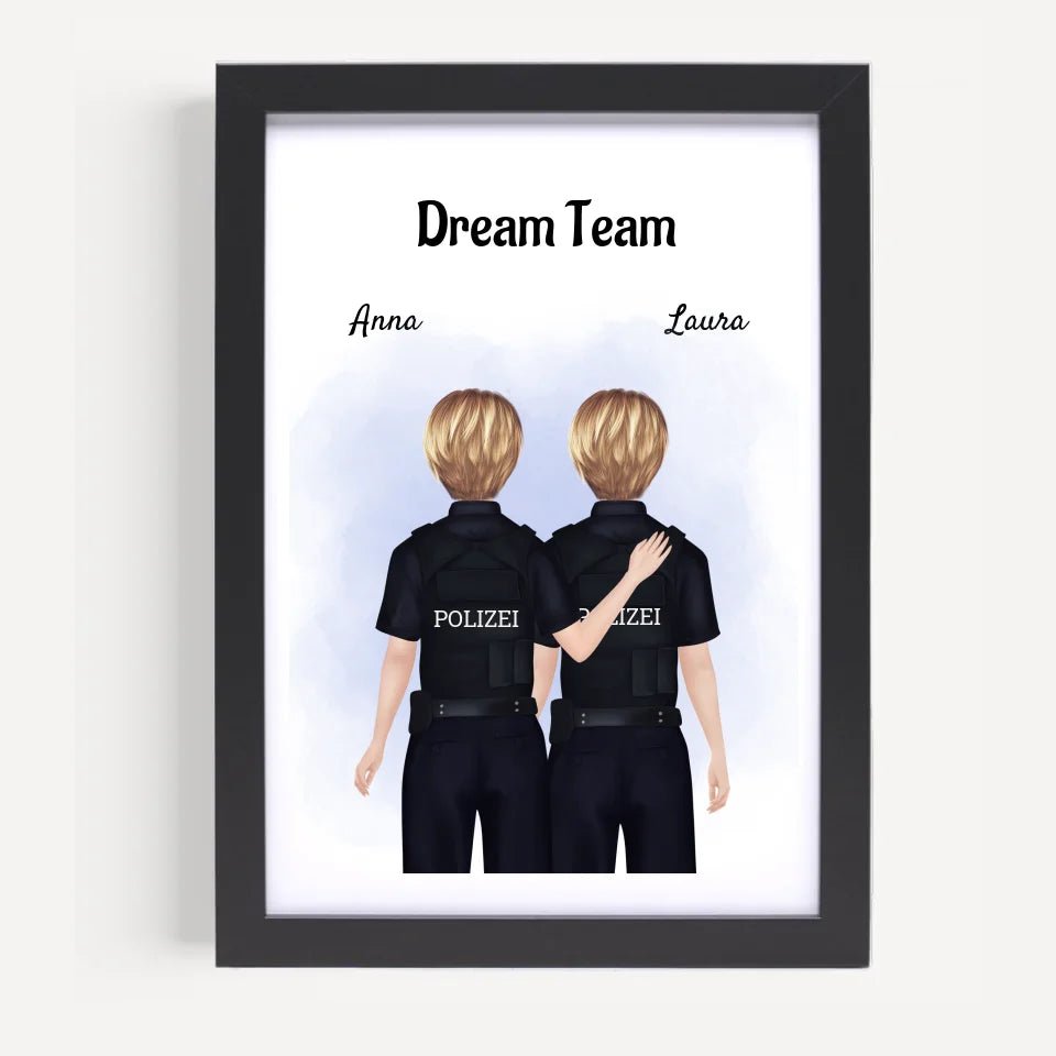 2 Polizistinnen Bild Geschenk personalisiert gestalten - Cantty