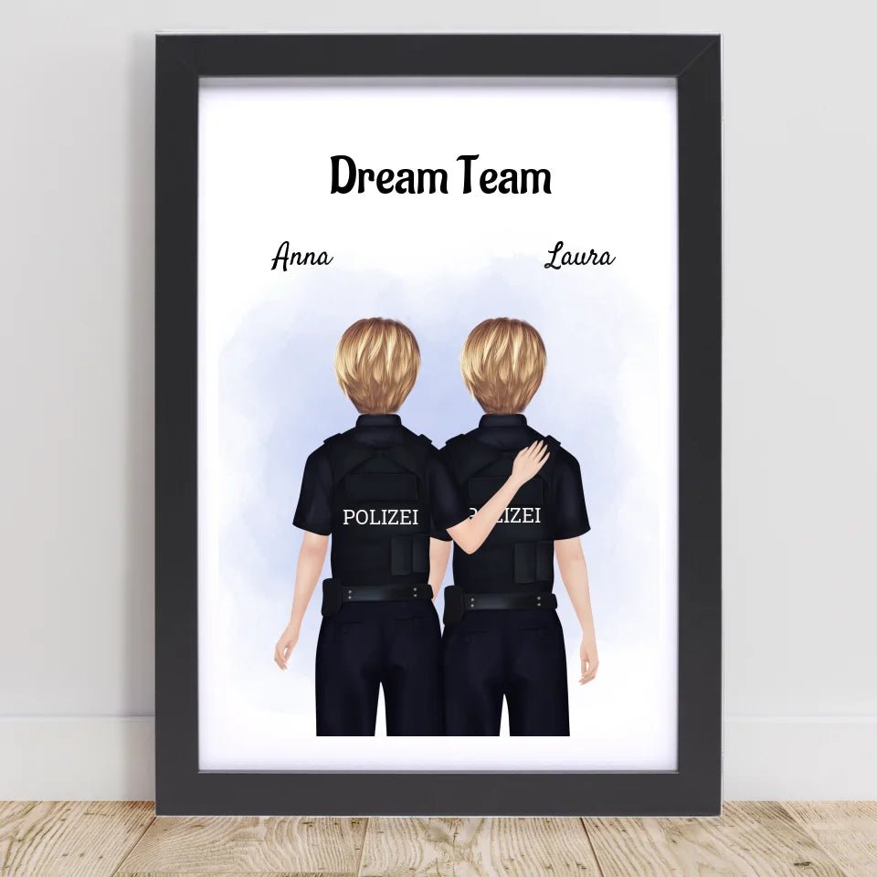 2 Polizistinnen Bild Geschenk personalisiert gestalten - Cantty