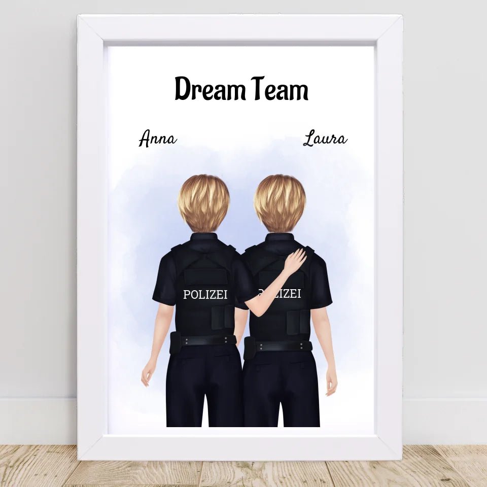 2 Polizistinnen Bild Geschenk personalisiert gestalten - Cantty