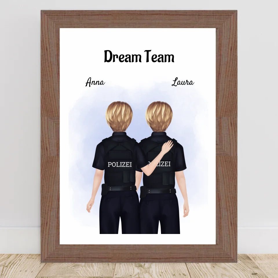 2 Polizistinnen Bild Geschenk personalisiert gestalten - Cantty