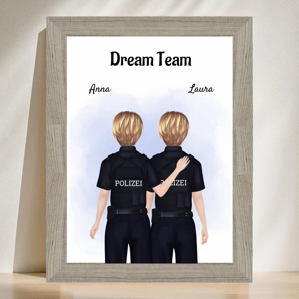 2 Polizistinnen Bild Geschenk personalisiert gestalten - Cantty