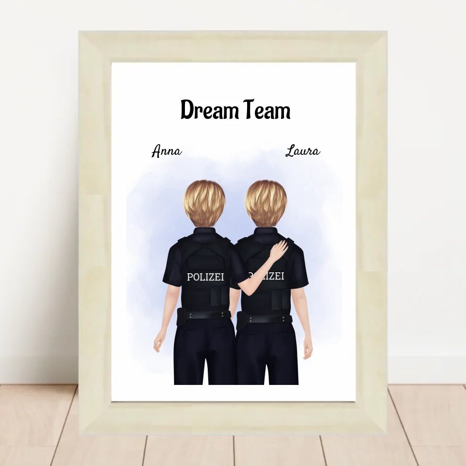 2 Polizistinnen Bild Geschenk personalisiert gestalten - Cantty