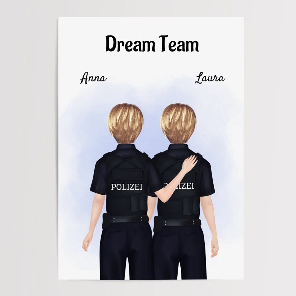 2 Polizistinnen Bild Geschenk personalisiert gestalten - Cantty