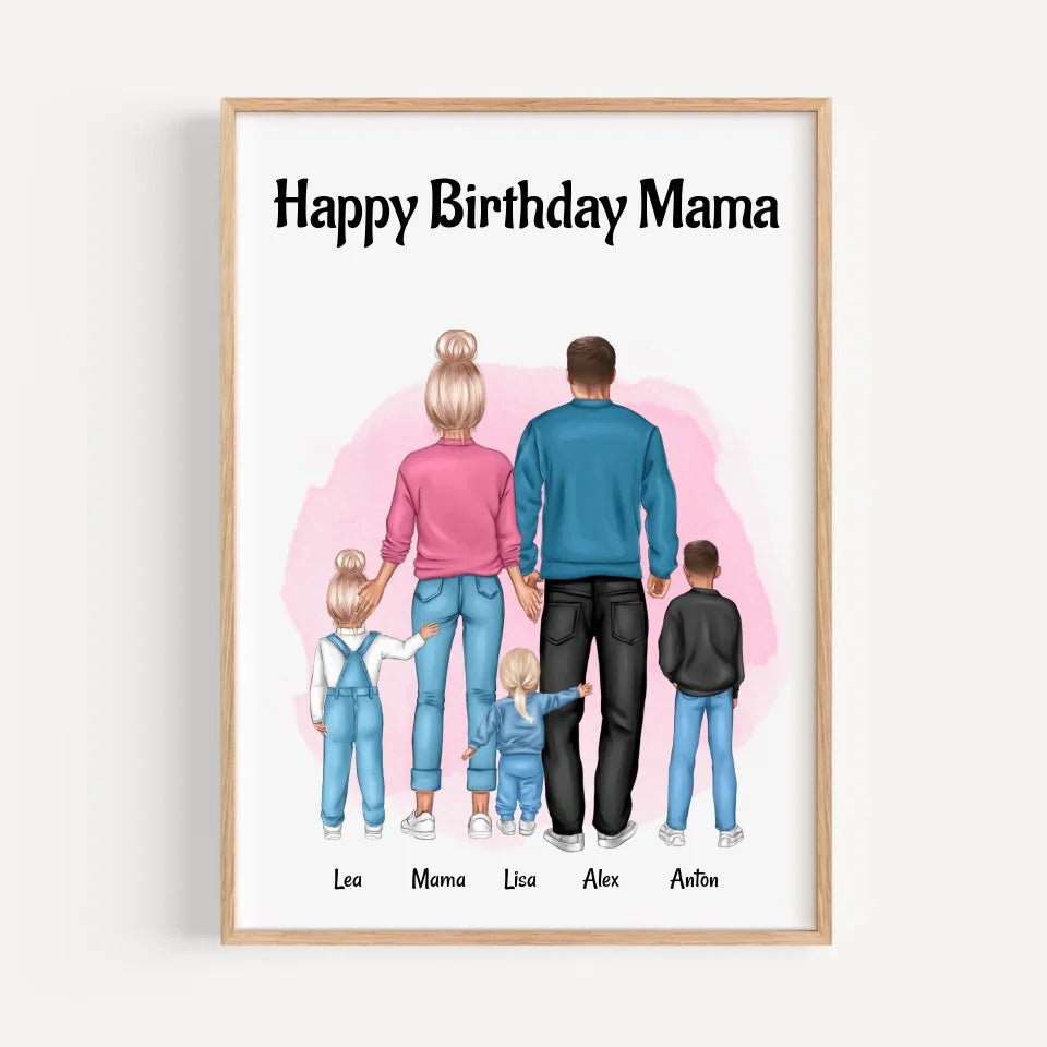 Mama Geburtstagsgeschenk Bild mit Familie personalisiert - Cantty