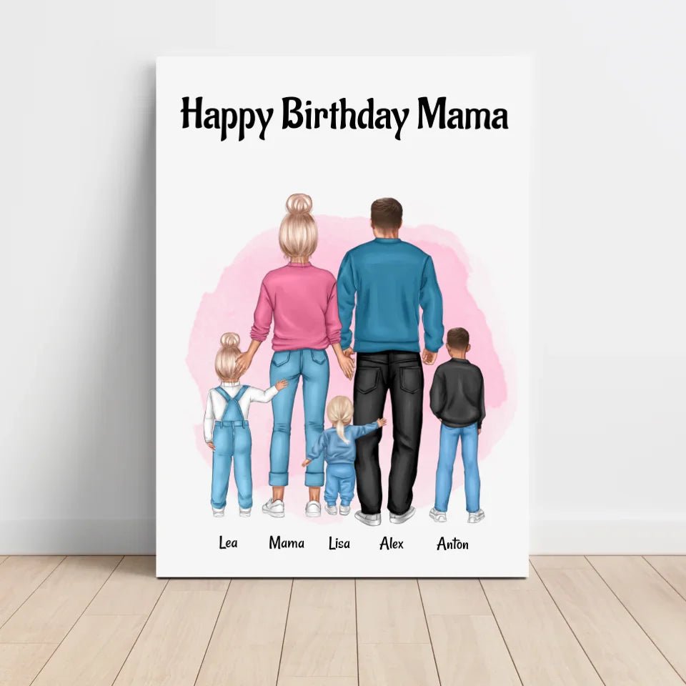 Mama Geburtstagsgeschenk Bild mit Familie personalisiert - Cantty