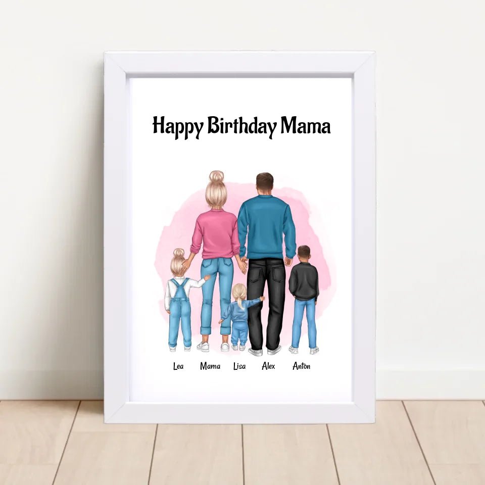 Mama Geburtstagsgeschenk Bild mit Familie personalisiert - Cantty