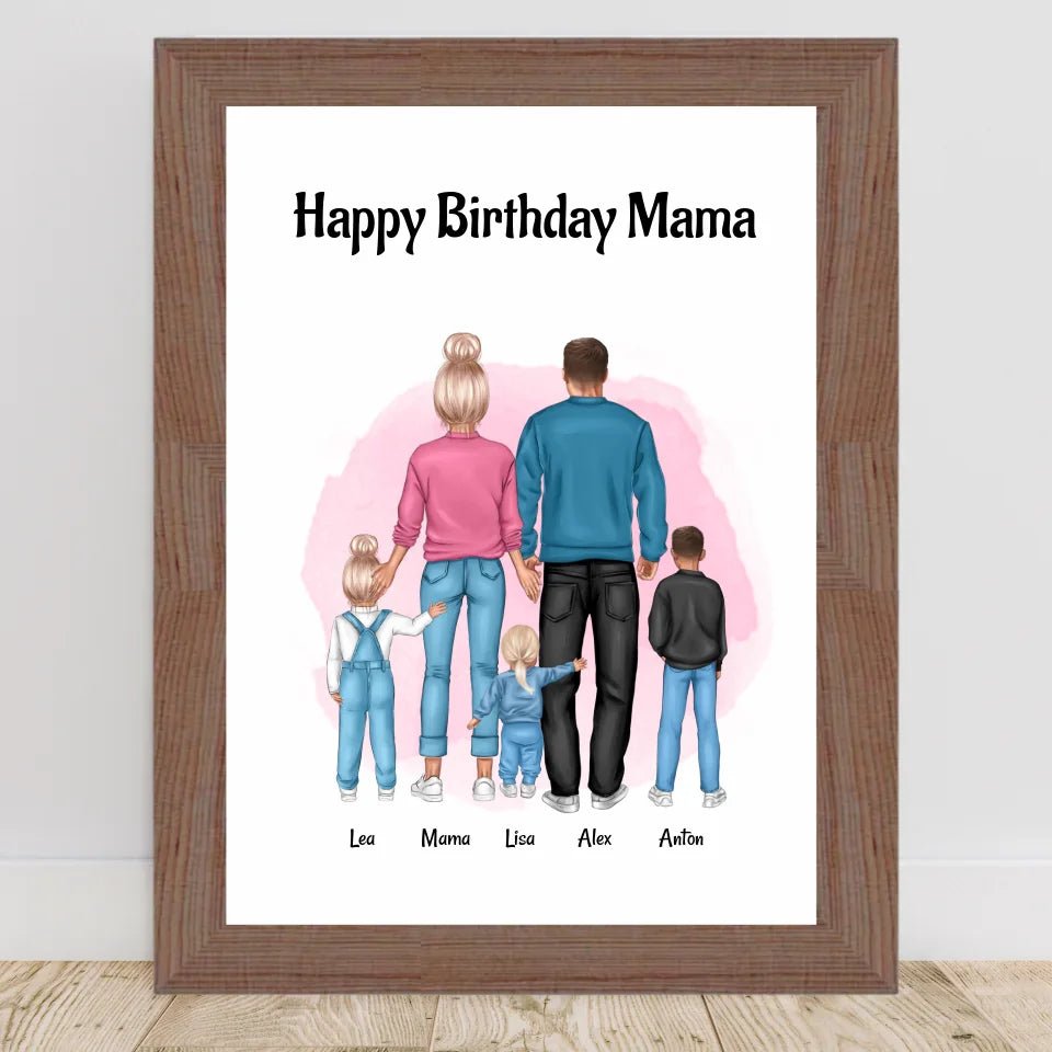 Mama Geburtstagsgeschenk Bild mit Familie personalisiert - Cantty