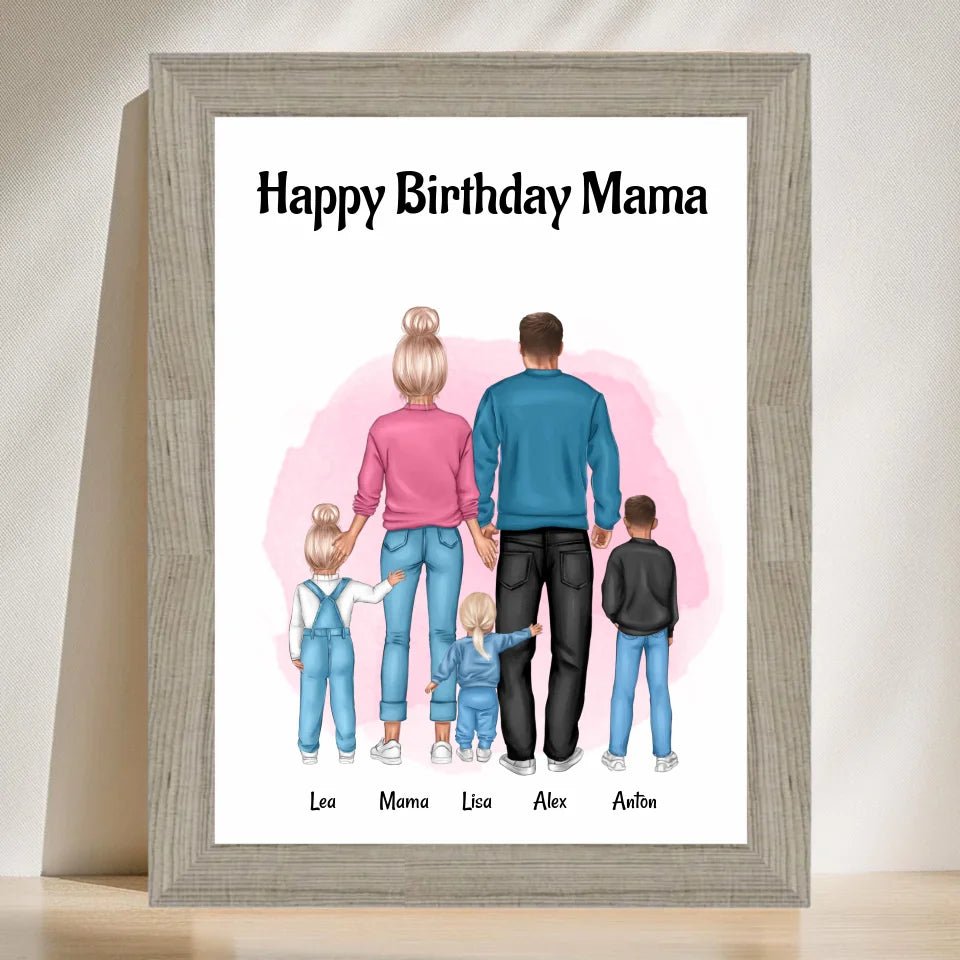 Mama Geburtstagsgeschenk Bild mit Familie personalisiert - Cantty