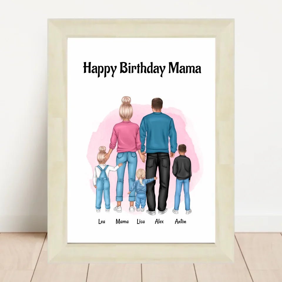 Mama Geburtstagsgeschenk Bild mit Familie personalisiert - Cantty