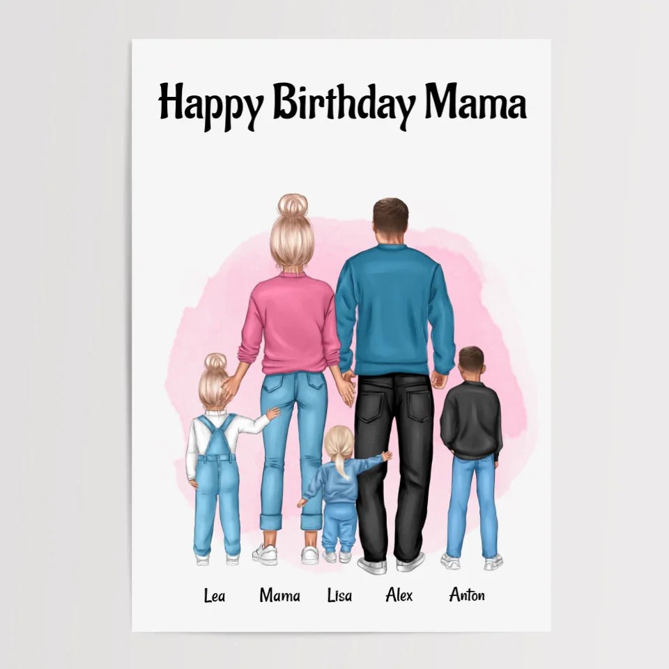 Mama Geburtstagsgeschenk Bild mit Familie personalisiert - Cantty