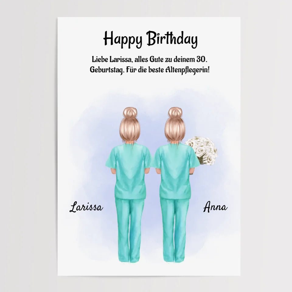 Krankenschwester Geburtstag Geschenk Bild personalisiert - Cantty