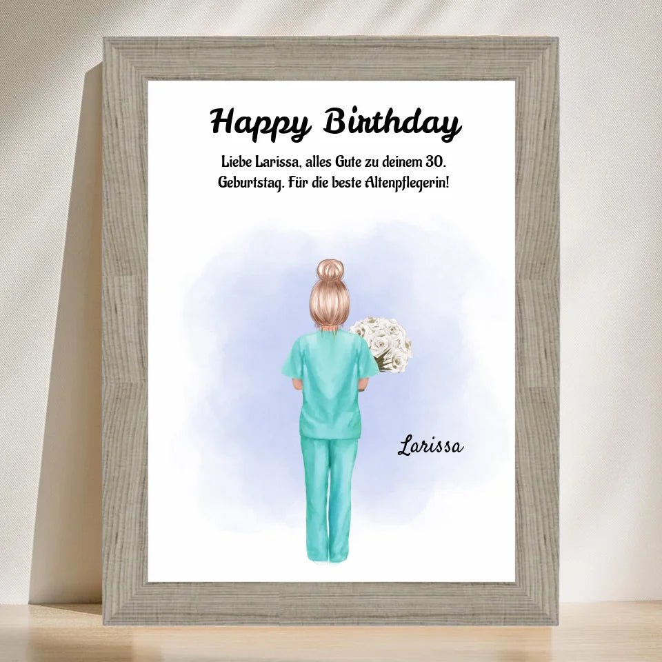Altenpflegerin Poster Geschenk zum Geburtstag, Dankeschön & Abschied - Cantty