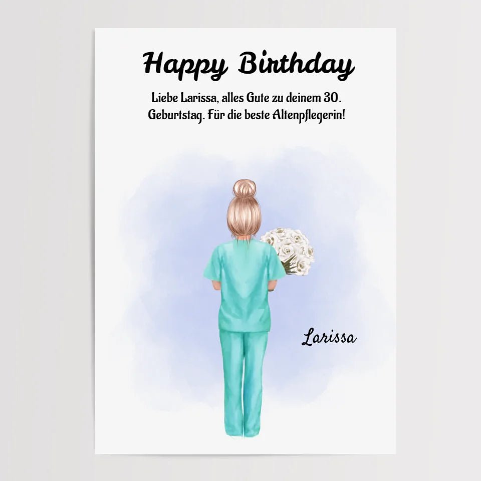 Altenpflegerin Poster Geschenk zum Geburtstag, Dankeschön & Abschied - Cantty
