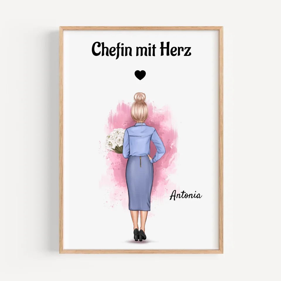 Beste Chefin Poster Geschenk personalisiert - Cantty