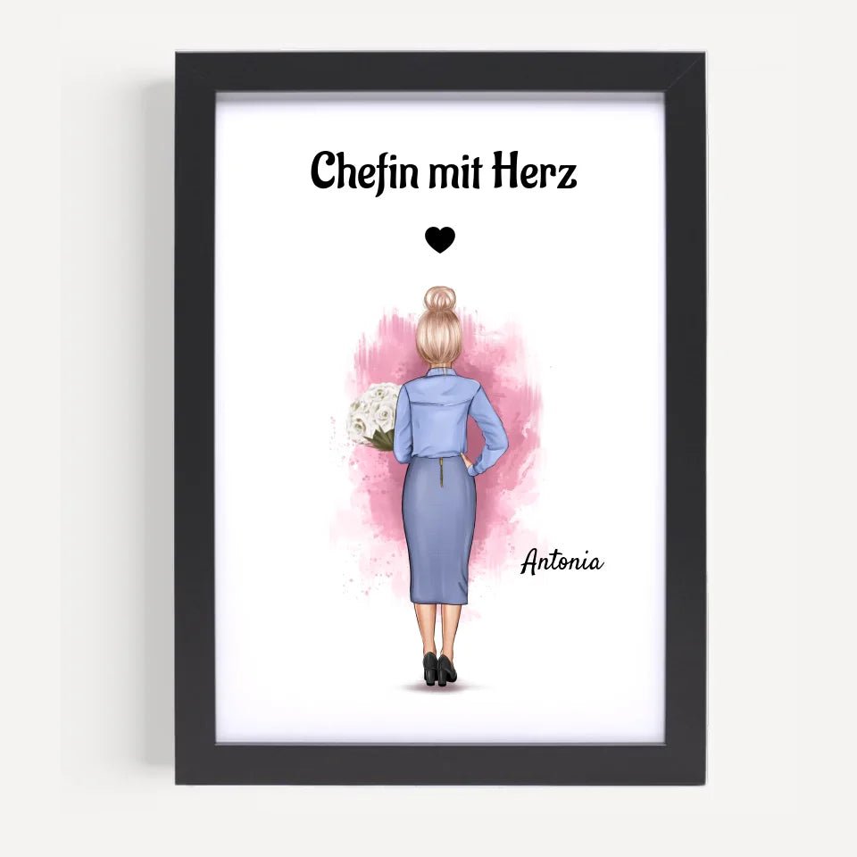 Beste Chefin Poster Geschenk personalisiert - Cantty