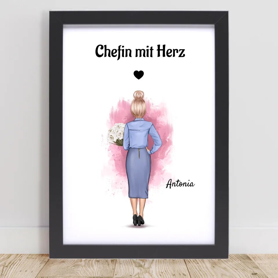 Beste Chefin Poster Geschenk personalisiert - Cantty