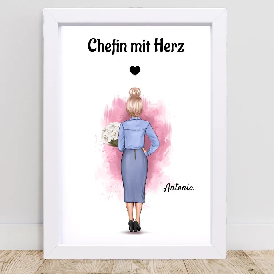Beste Chefin Poster Geschenk personalisiert - Cantty