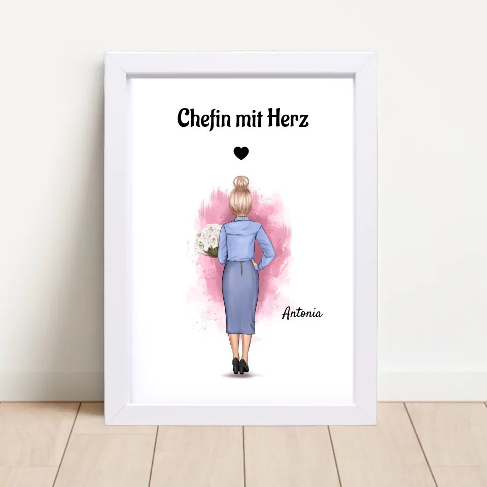 Beste Chefin Poster Geschenk personalisiert - Cantty