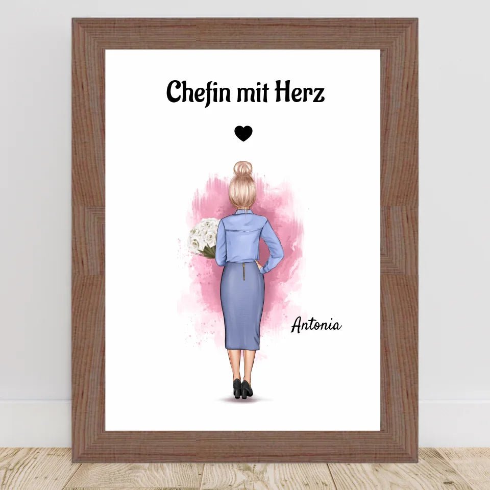 Beste Chefin Poster Geschenk personalisiert - Cantty