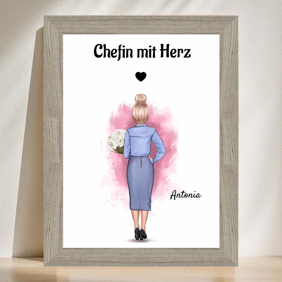 Beste Chefin Poster Geschenk personalisiert - Cantty