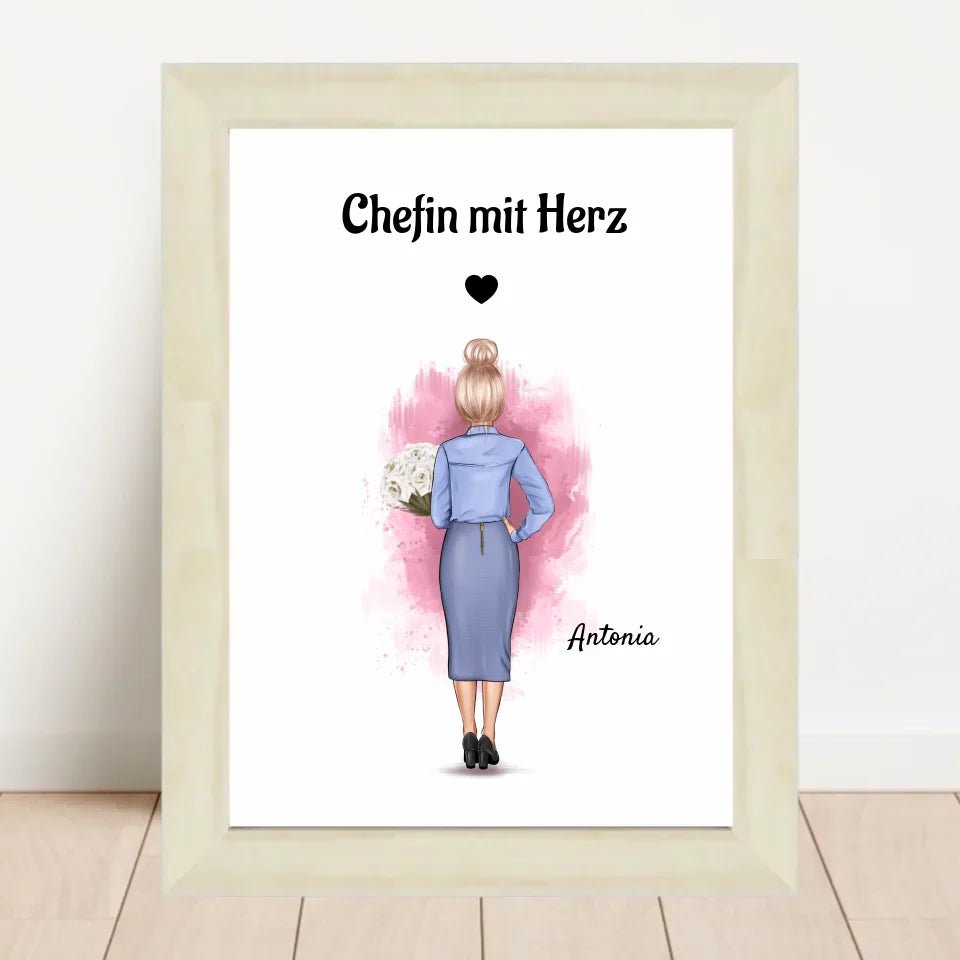 Beste Chefin Poster Geschenk personalisiert - Cantty
