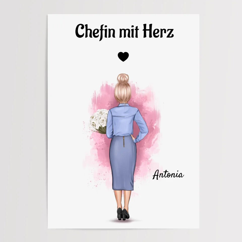 Beste Chefin Poster Geschenk personalisiert - Cantty