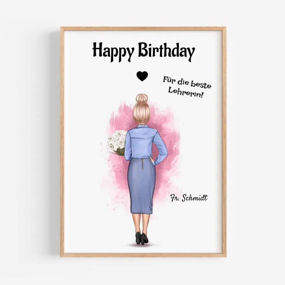 Lehrerin Geburtstag Geschenk Poster personalisiert - Cantty