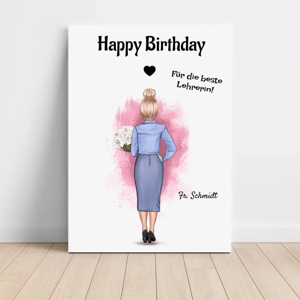 Lehrerin Geburtstag Geschenk Poster personalisiert - Cantty