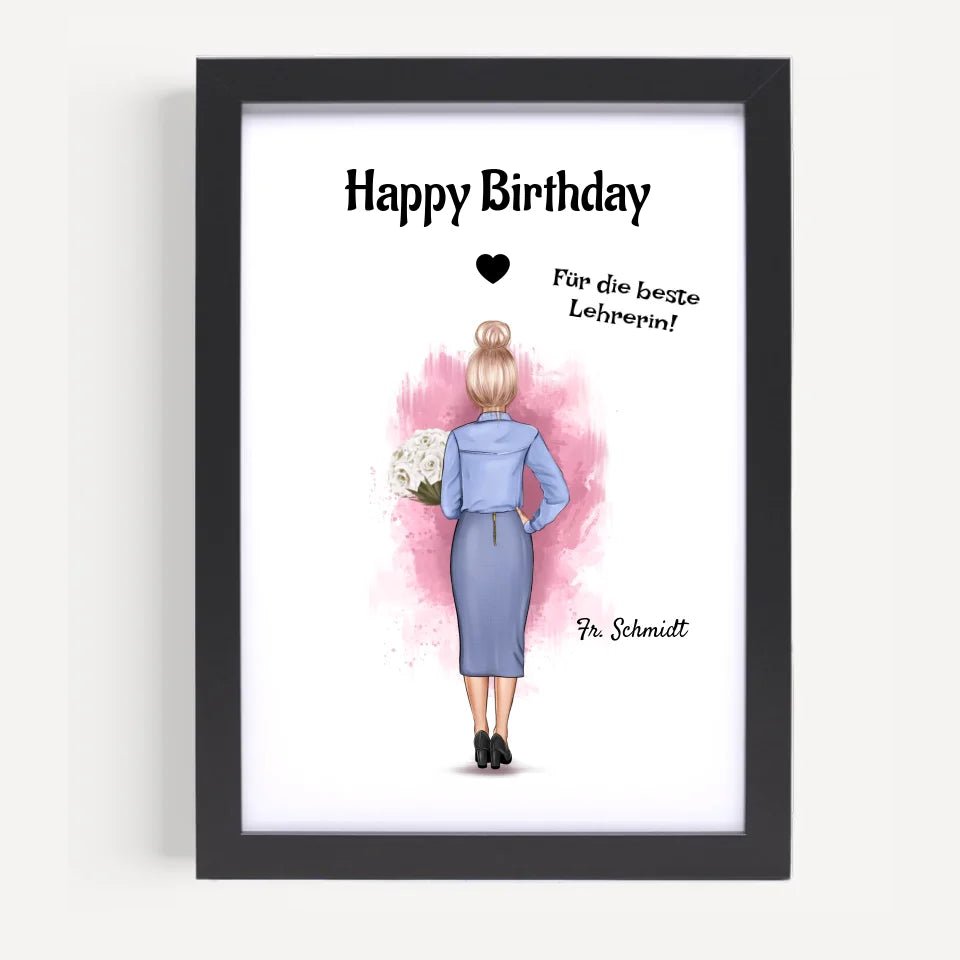 Lehrerin Geburtstag Geschenk Poster personalisiert - Cantty