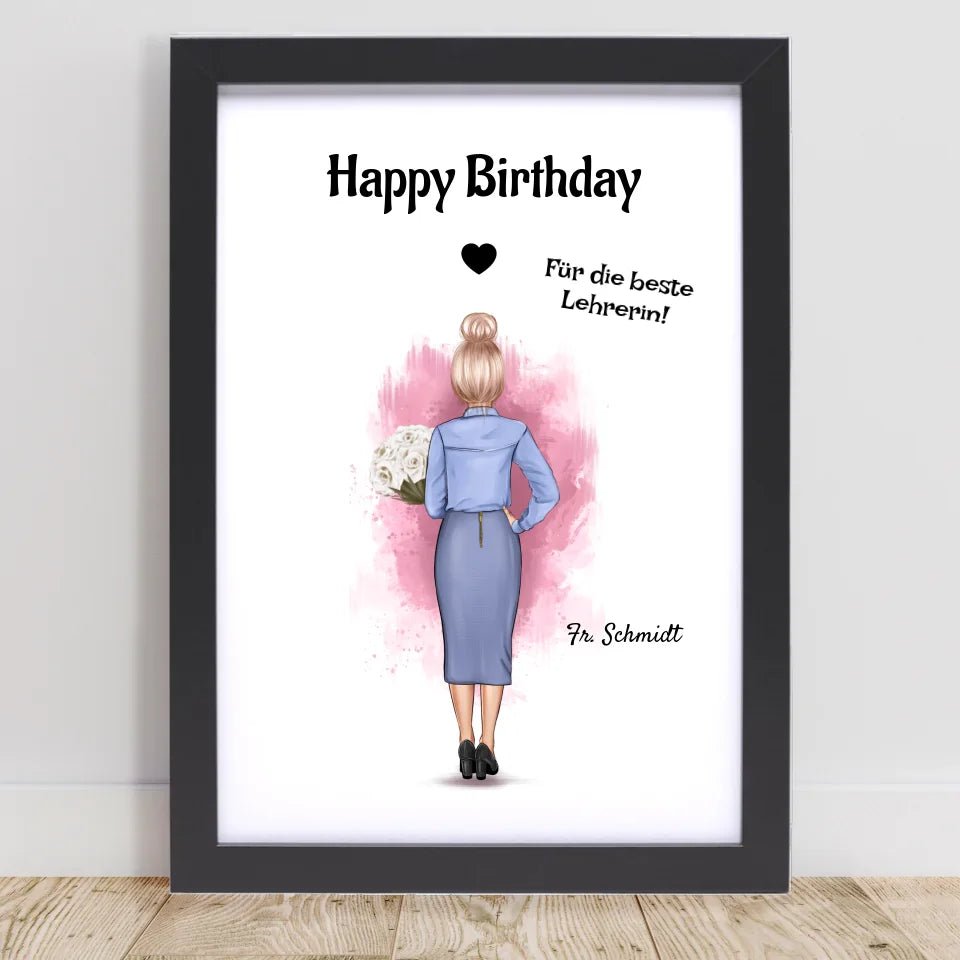 Lehrerin Geburtstag Geschenk Poster personalisiert - Cantty
