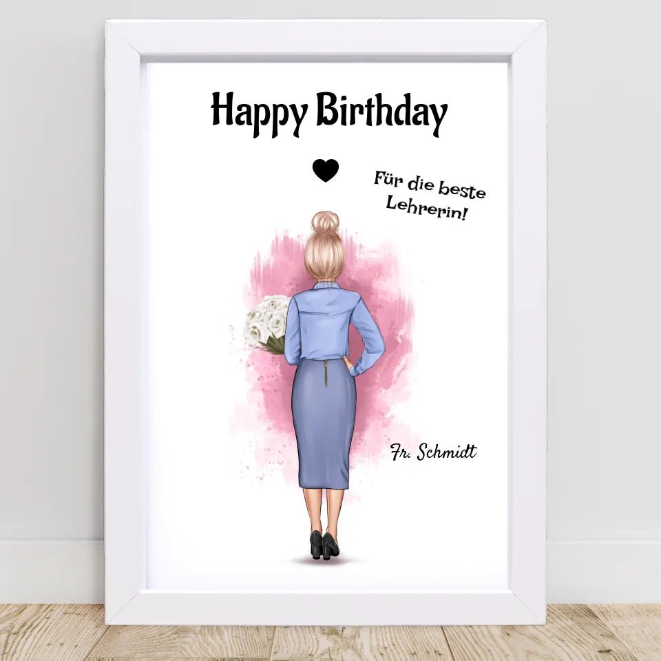 Lehrerin Geburtstag Geschenk Poster personalisiert - Cantty