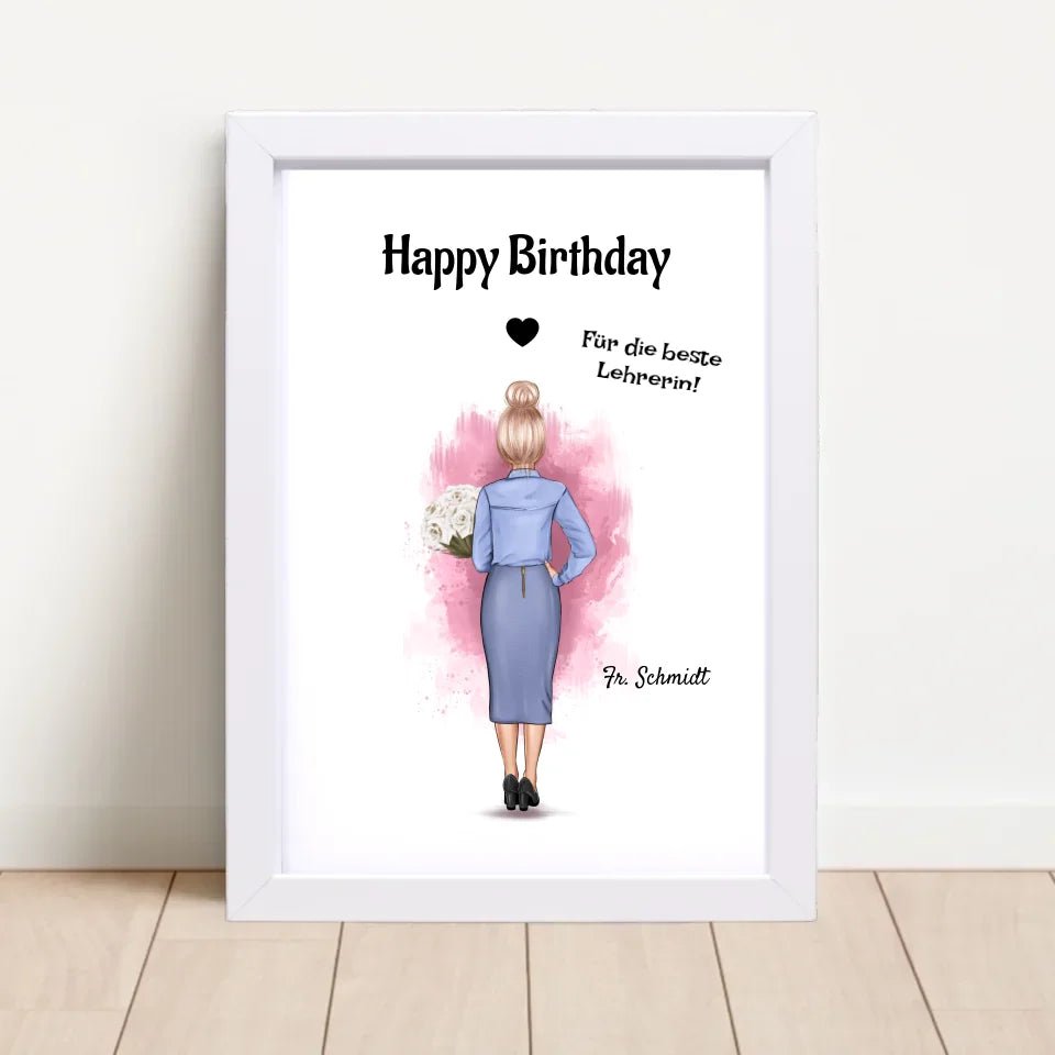 Lehrerin Geburtstag Geschenk Poster personalisiert - Cantty