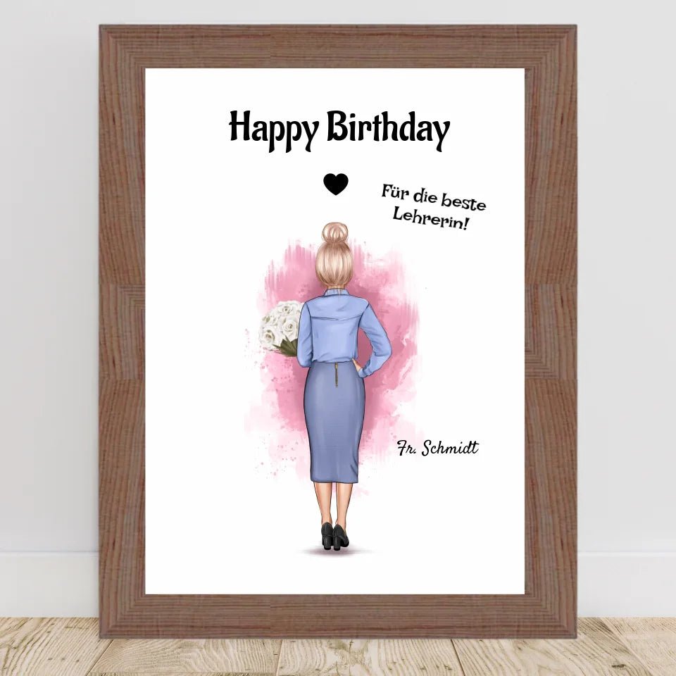 Lehrerin Geburtstag Geschenk Poster personalisiert - Cantty