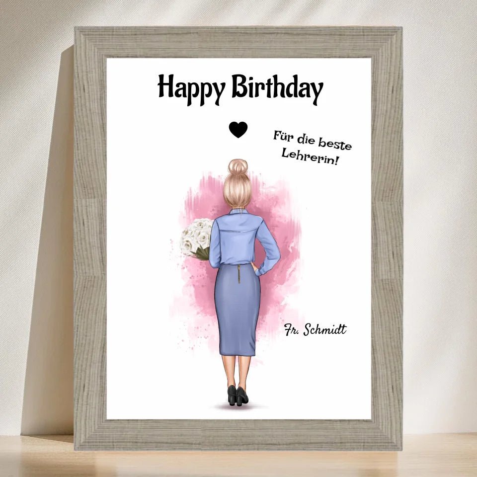 Lehrerin Geburtstag Geschenk Poster personalisiert - Cantty