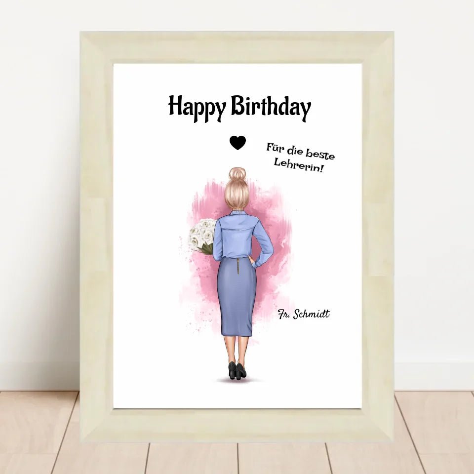 Lehrerin Geburtstag Geschenk Poster personalisiert - Cantty