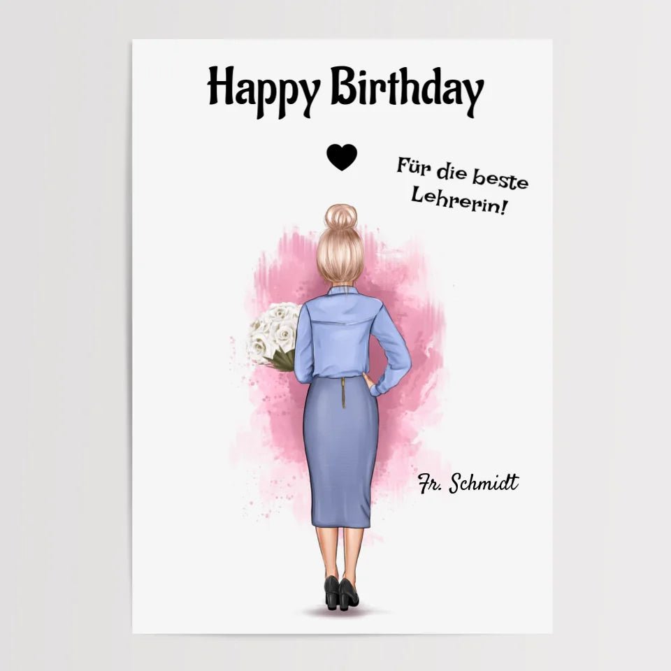 Lehrerin Geburtstag Geschenk Poster personalisiert - Cantty