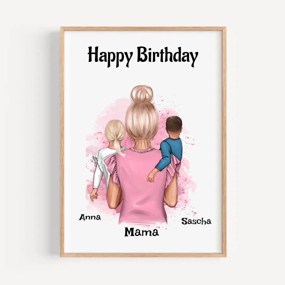 Mama Geburtstagsgeschenk Poster mit Kinder - Cantty