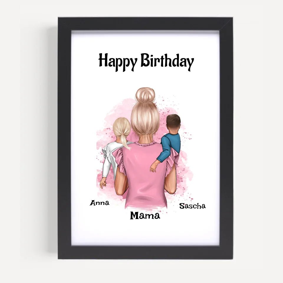 Mama Geburtstagsgeschenk Poster mit Kinder - Cantty