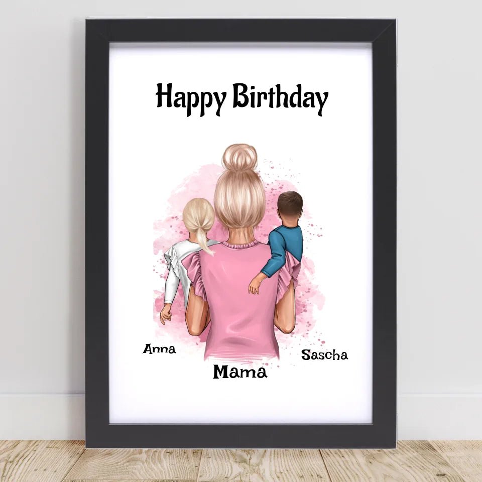 Mama Geburtstagsgeschenk Poster mit Kinder - Cantty