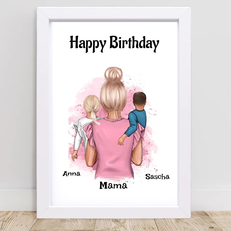 Mama Geburtstagsgeschenk Poster mit Kinder - Cantty