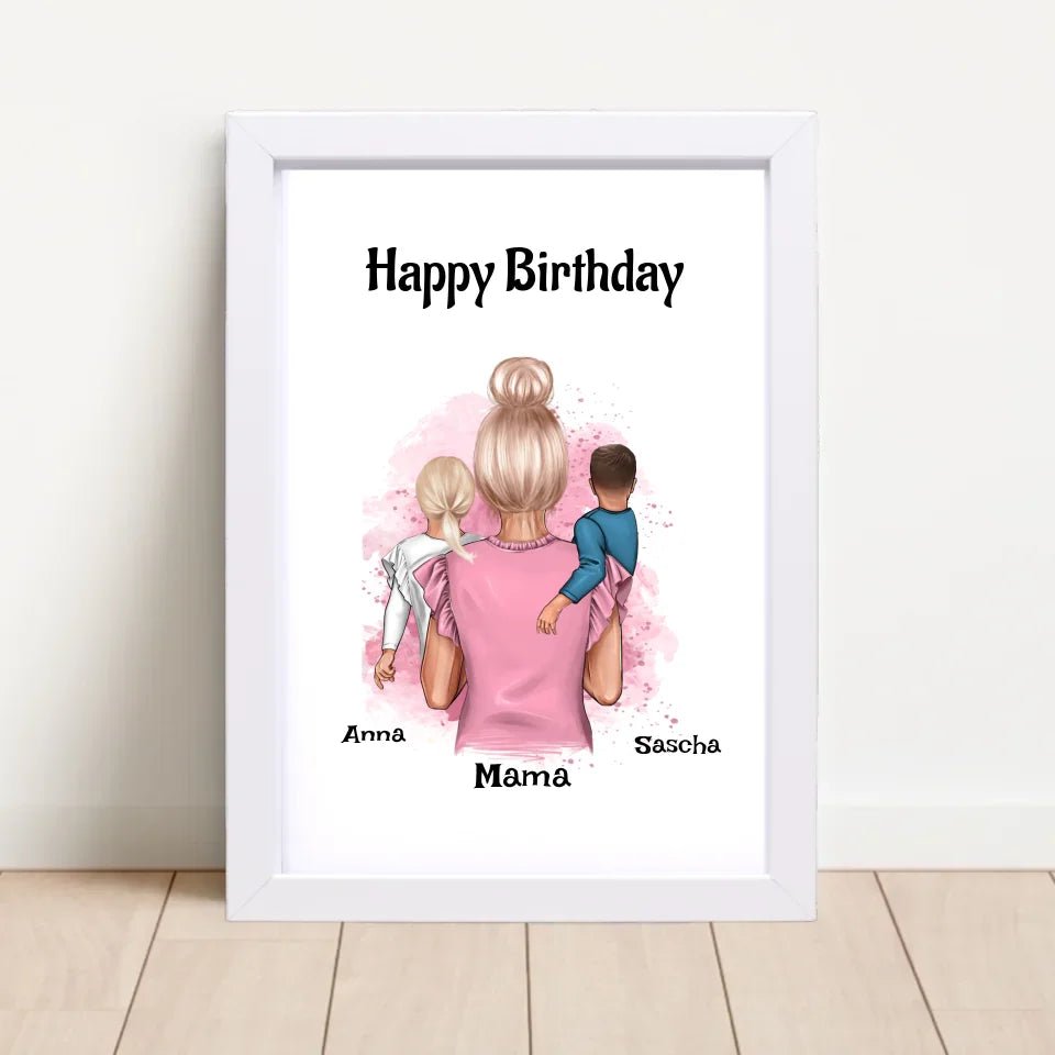 Mama Geburtstagsgeschenk Poster mit Kinder - Cantty