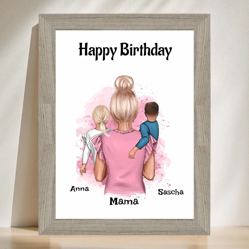 Mama Geburtstagsgeschenk Poster mit Kinder - Cantty