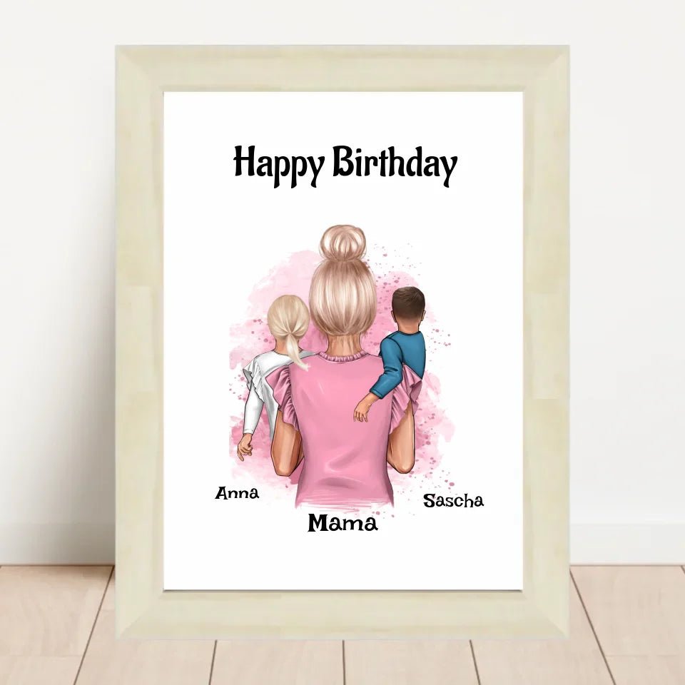 Mama Geburtstagsgeschenk Poster mit Kinder - Cantty